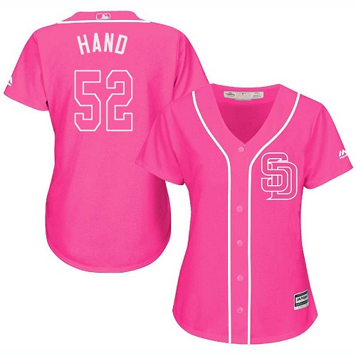 Padres #52 Brad Hand Pink Fashion Women's Stitched MLB Jersey
